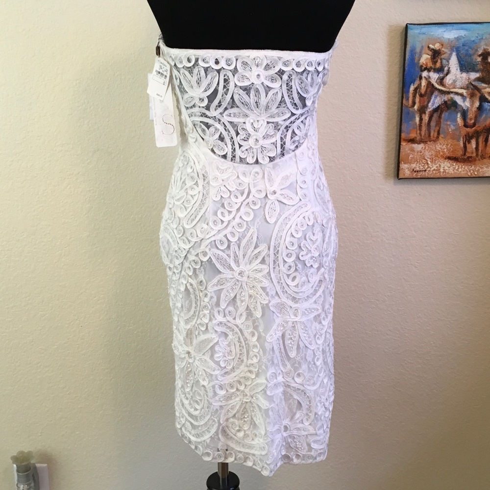 Sue Wong Lace Beaded Ivory Strapless Dress Size 0 - Picture 3 of 8